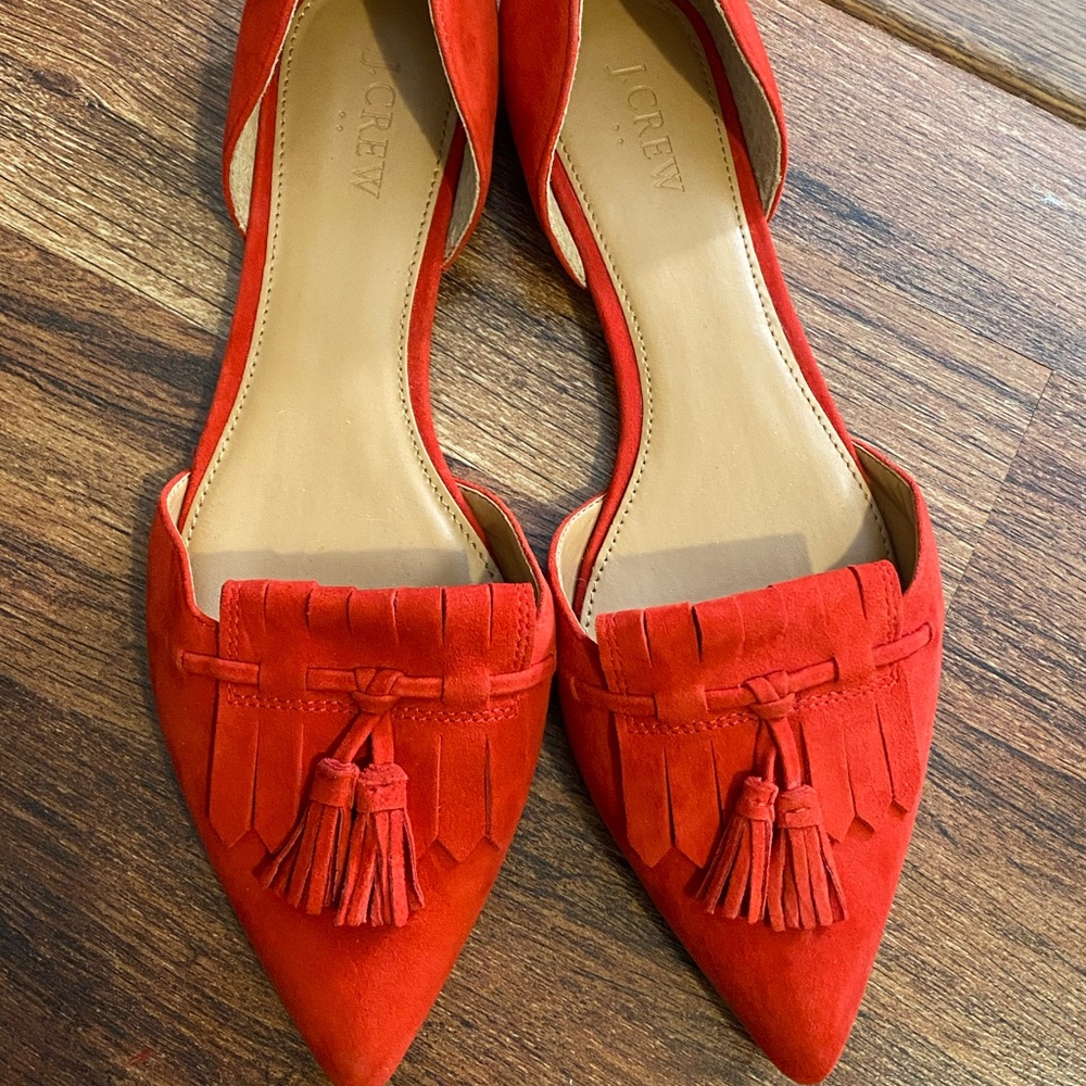 Red J. Crew Tassel D’Orsay Flats (Size 9.5 or 9*)